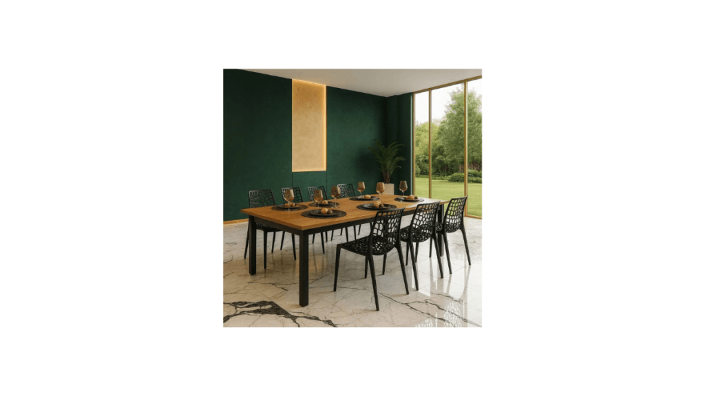 Mesa de jantar 150x90 com 6 cadeiras estilo retrô