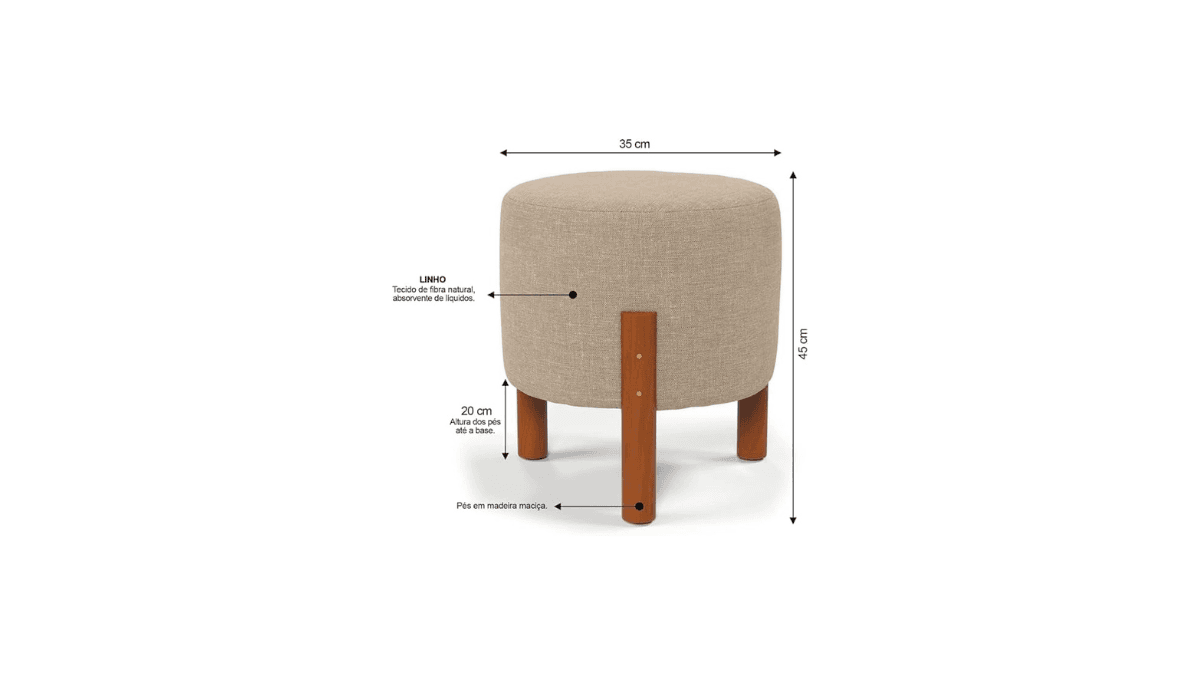 Kit 2 Puff Redondo Decorativo Thor