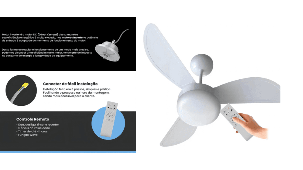 Ventilador de Teto Fênix Ventisol com controle remoto