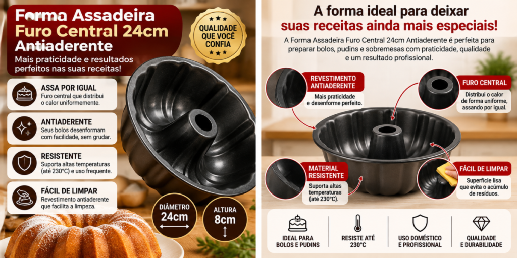 Forma Assadeira Furo Central 24cm Antiaderente : Vale a pena? 3 forma publicar adicional