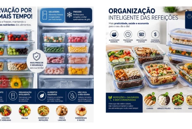 Kit 10 Potes de Vidro Herméticos 640ml